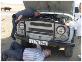 Russian Jeep on one of its numerous breakdowns